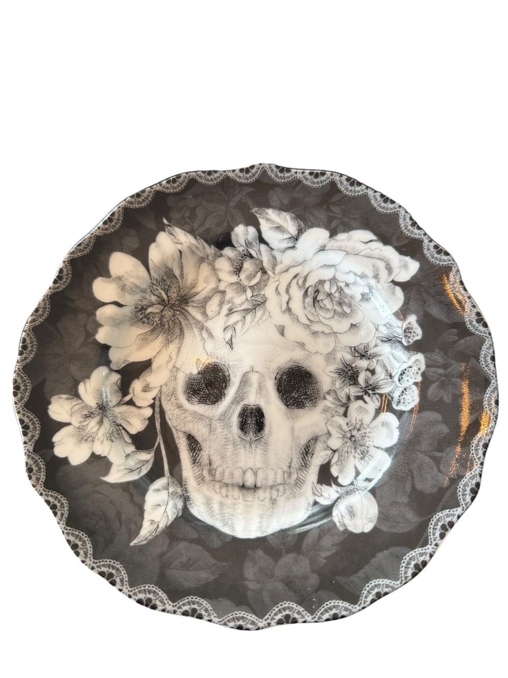 222 Fifth Marbella Skull Plates Set Of 4 Gothic Halloween Decor 8” - Picture 3 of 12